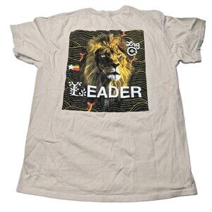 LRG Mens Large Tan Lion Leader Graphic Tee Shirt Y2K Rasta Streetwear Beige L